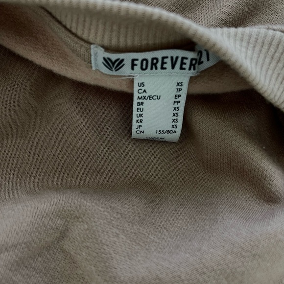FOREVER 21 top solid pullover long sleeve sweatshirt mocha tan XS - Picture 6 of 7